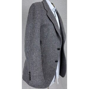 Kuppenheimer Mens Gray Herringbone Wool Tweed Sport Coat Blazer 40 Regular